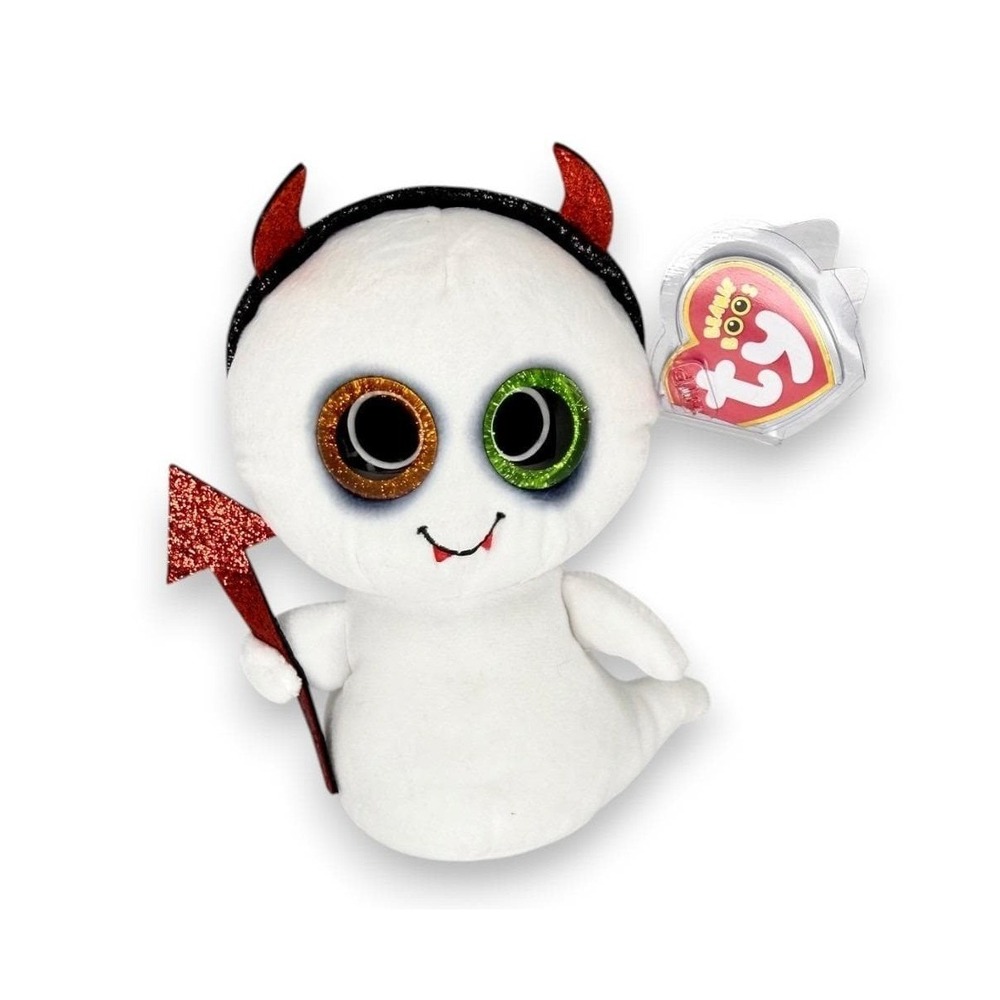 Tricky the Ghost Ty Beanie Boo | Friendly Devilish Spirit | Mint Heart Tag